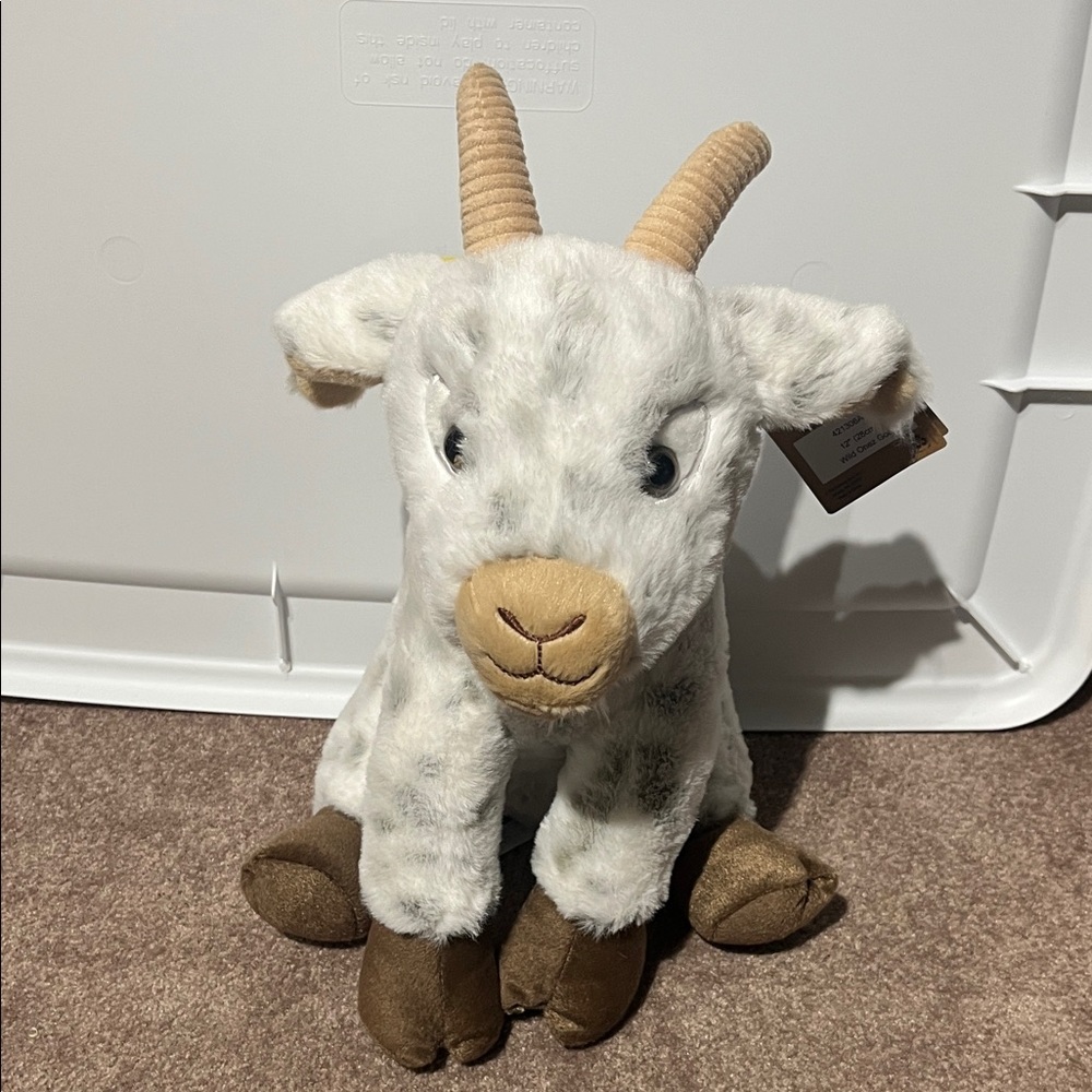Plush Goat Stuffed Animal - White and Brown Cozy Companion